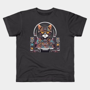 House cat music dj colourful Kids T-Shirt